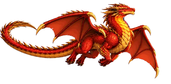 A crimson dragon flying