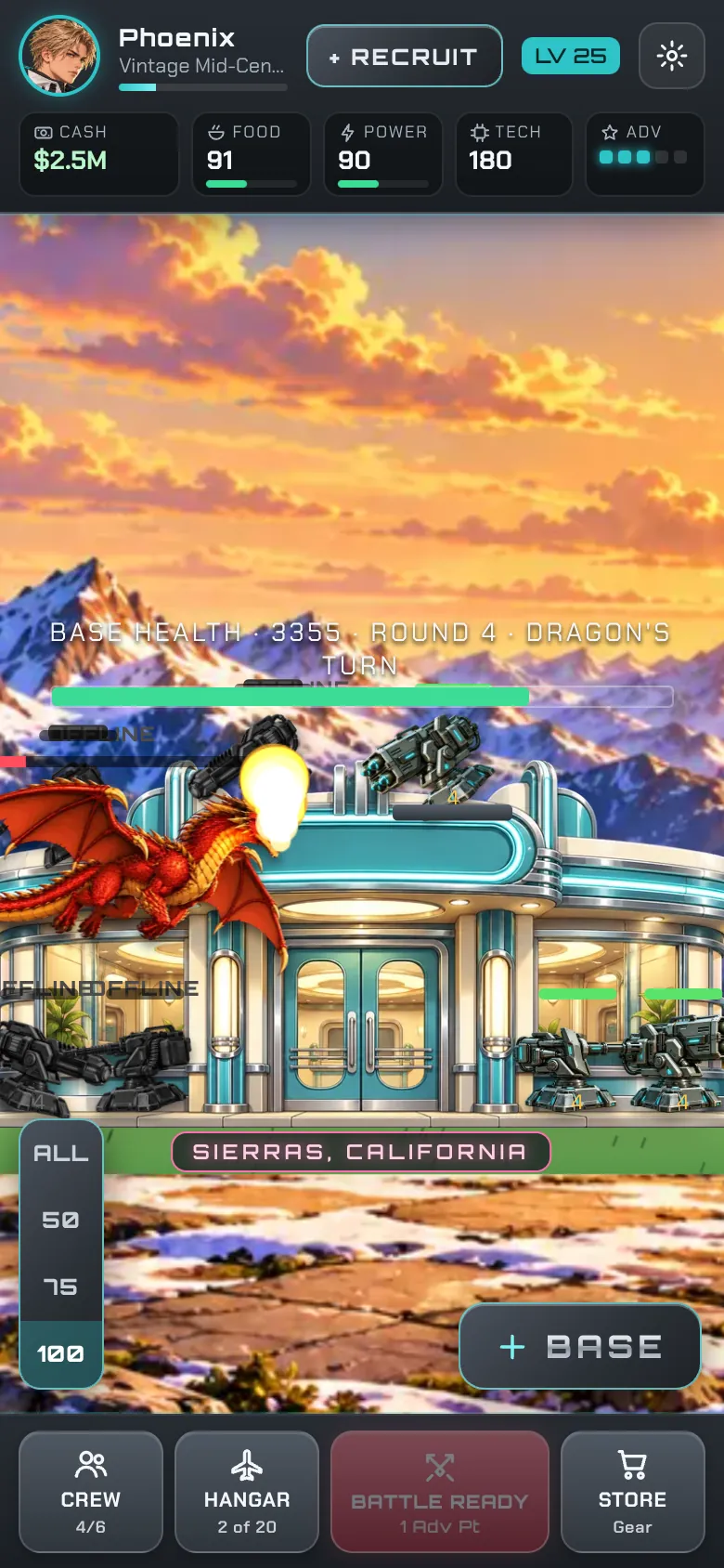 A dragon breathing fire at the base during a battle